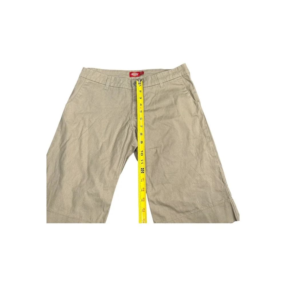 Dickies Khaki Bermuda Shorts Womens 9 Tan Flat Front Workwear Casual Utility